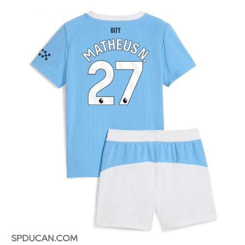 Dječji Nogometni Dres Manchester City Matheus Nunes #27 Domaci 2025-26 Kratak Rukav (+ Kratke hlače)